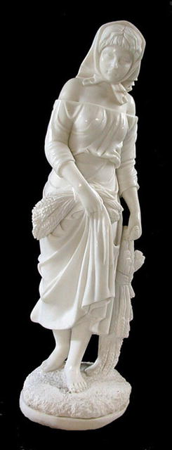 69.4521 White Marble Statue of Female with Flowers