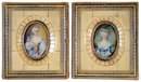 75.5018 Beautiful Pair of 19th C. Mini Hand Painted Victorian Women Portraits on Ivory