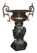70.2606 Pair of Large Bronze Urns with Three Herons at Base