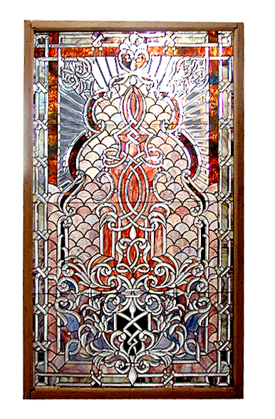 74.5454 Beveled, Stained, and Rippled Glass Window
