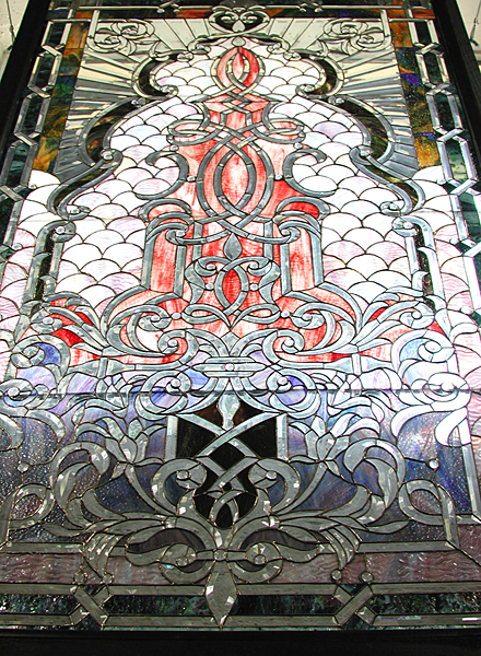 74.5454 Beveled, Stained, and Rippled Glass Window