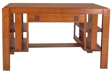 10.936 Mission Oak Desk With Center Drawer & Side Shelves