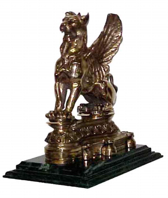 4996 Antique 19th C. Bronze Griffin Chenets