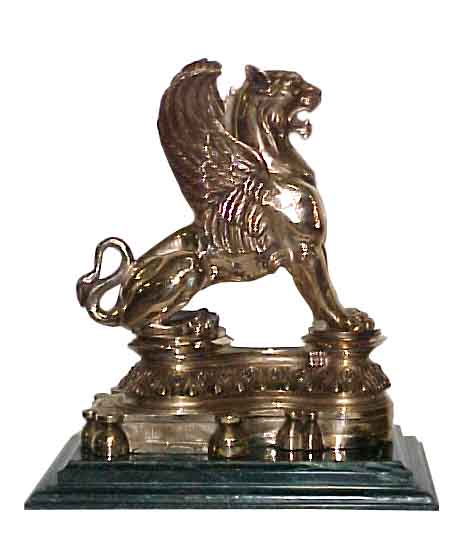 4996 Antique 19th C. Bronze Griffin Chenets