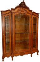 1202 Antique French Rosewood Three-Door Curio Cabinet