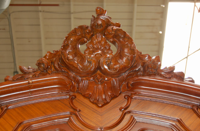 1202 Antique French Rosewood Three-Door Curio Cabinet