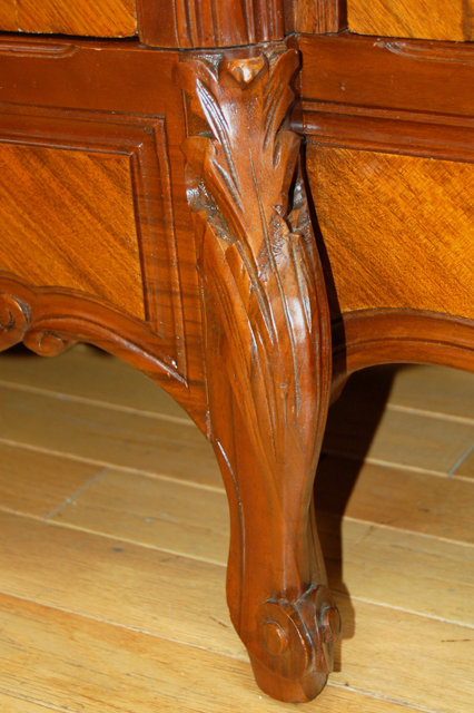 1202 Antique French Rosewood Three-Door Curio Cabinet