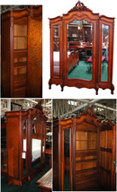 1202 Antique French Rosewood Three-Door Curio Cabinet
