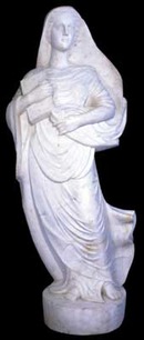 69.492 Solid Marble Statue of a Draped Woman with Book