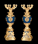 5504 Pair of Bronze & Lapis Lazuli Candelabaras