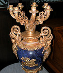 5504 Pair of Bronze & Lapis Lazuli Candelabaras
