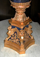 5504 Pair of Bronze & Lapis Lazuli Candelabaras