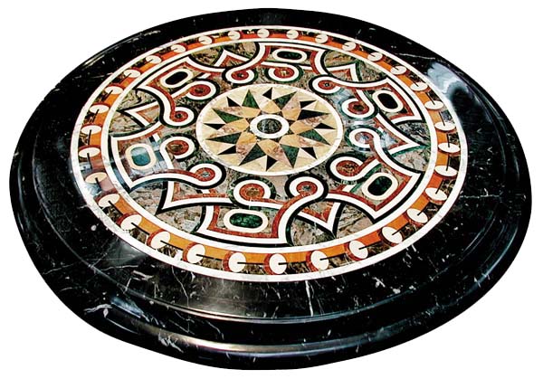 3480 48-Inch Diameter Inlaid Italian Marble Specimen Table