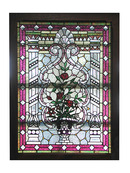 74.5035 Stained, Leaded, Beveled, Jeweled, and Zipper Cut Glass Window
