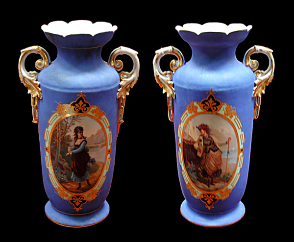 81.5539 Pair of 19th C. Hand Painted Vases by Old Paris