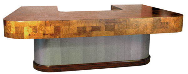 07.3165 Large Burled Top Desk with Unusual Design