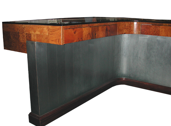 07.3165 Large Burled Top Desk with Unusual Design