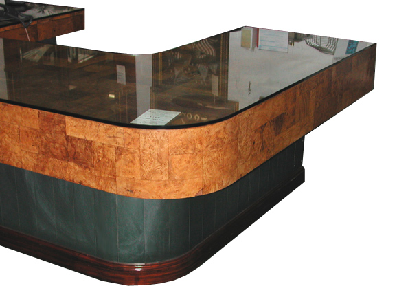 07.3165 Large Burled Top Desk with Unusual Design