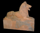68.5121 Pair of Carved Marble Lions on Rectangular Plinths.