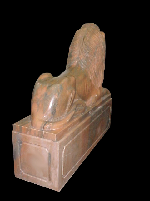 68.5121 Pair of Carved Marble Lions on Rectangular Plinths.