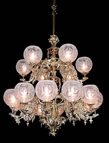 55.5555 Elegant 18-Light Two-Tier Gasoiler Chandelier.