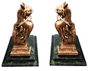 70.5566 Pair of Egyptian Revival Bronze Cat Andirons c. 1870