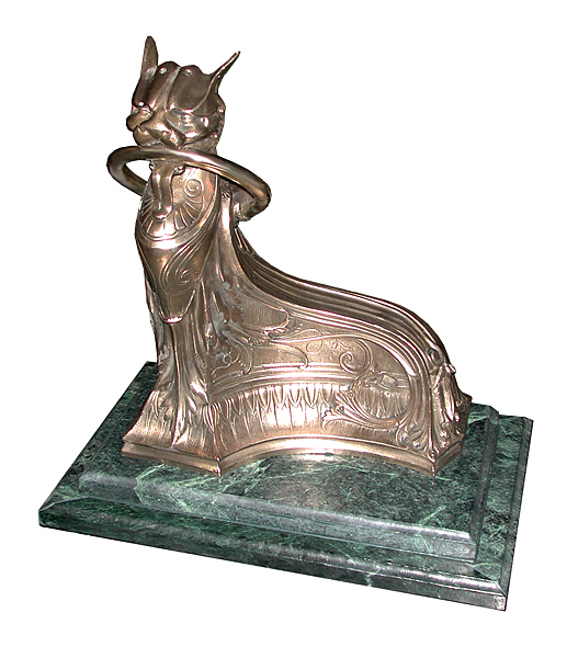 70.5566 Pair of Egyptian Revival Bronze Cat Andirons c. 1870