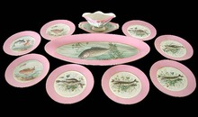 83.5586 Hand Painted 10 Pc. T&V Limoges Fish Plate Set