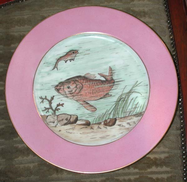 83.5586 Hand Painted 10 Pc. T&V Limoges Fish Plate Set