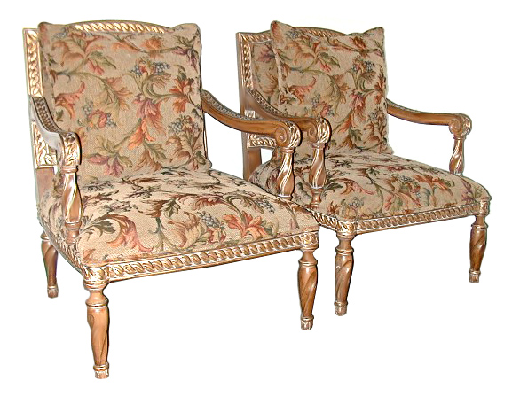 31.5602 Pair of 20th C. Upholstered Armchairs.