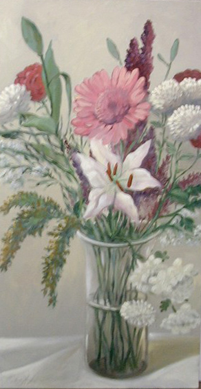 78.5611 Oil on Canvas w/Floral Scene Signed: Gerry High