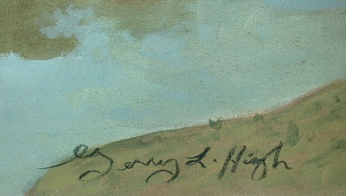 78.5615 Oil on Canvas Mural depicting Ruins Scene Signed: Gerry High