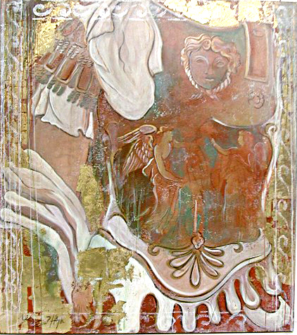 78.5608 Gold Flake Oil on Canvas Painting Signed: Gerry High