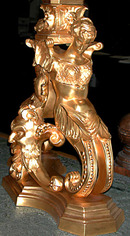 70.5622 Pair of 19th C. Figural Dore Bronze Andirons