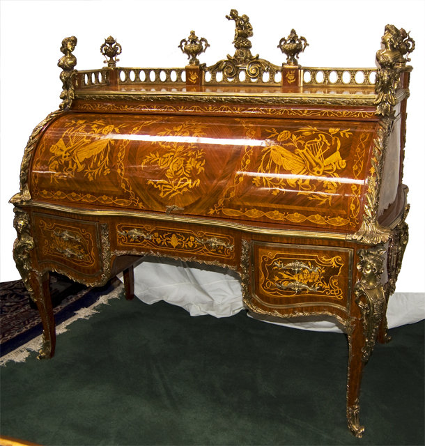 06.5630 French Louis XV Inlaid Cylinder Desk