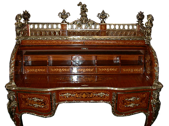 06.5630 French Louis XV Inlaid Cylinder Desk
