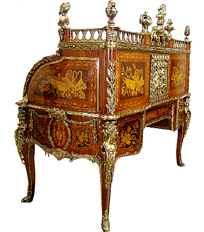 06.5630 French Louis XV Inlaid Cylinder Desk