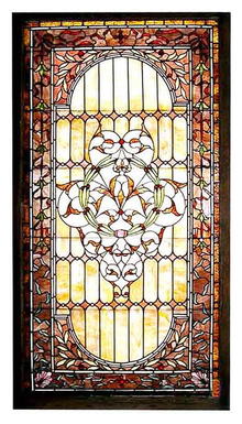 74.5644 American Leaded & Stained Glass Jeweled Landing Window