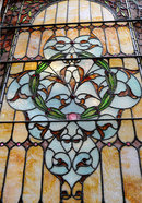 74.5644 American Leaded & Stained Glass Jeweled Landing Window