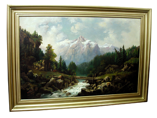 5648 19th C. Framed Oil on board Landscape Painting Signed: Mary E. Cook