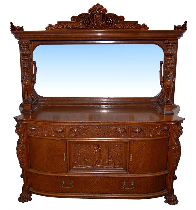 23.7201 Antique American Victorian Oak Sideboard
