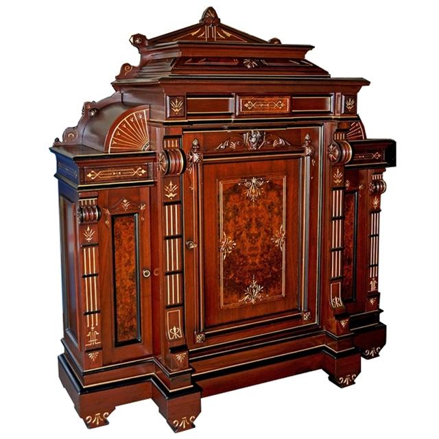 28.2697 Antique Rosewood Renaissance Revival Marquetry Cabinet