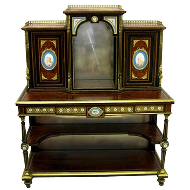 27.7189 Early 19th C. Burled Walnut & Bronze Mounted 2-Pc. Writing Desk