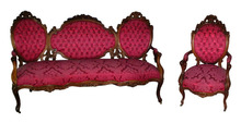 36.105 2 PC. ROSEWOOD ROCOCO PARLOUR SUITE BY GALUSHA c. 1860