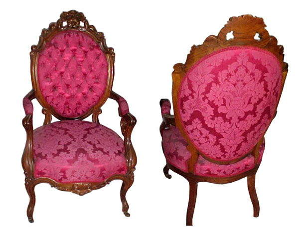 36.105 2 PC. ROSEWOOD ROCOCO PARLOUR SUITE BY GALUSHA c. 1860