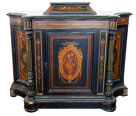 27.9166 Inlaid & Ebonized Cabinet w/Bronze Trim.