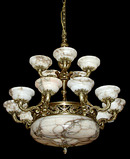 57.5728 French Bronze & Alabaster Chandelier
