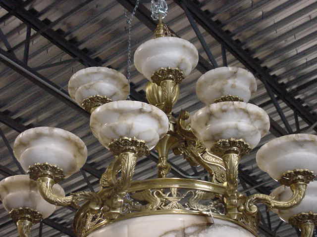 57.5728 French Bronze & Alabaster Chandelier