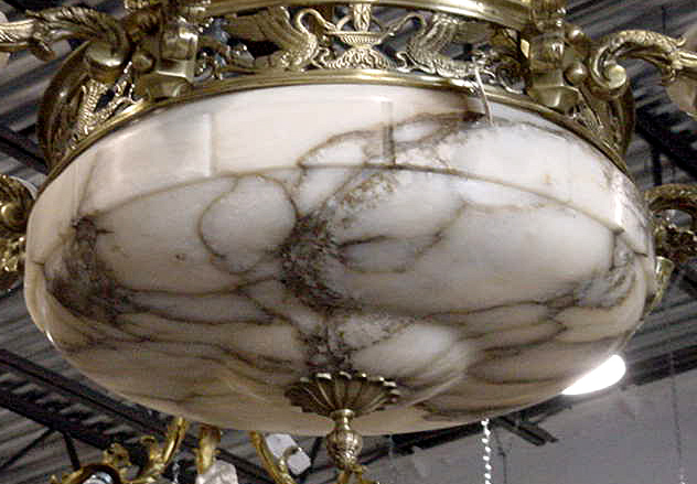 57.5728 French Bronze & Alabaster Chandelier