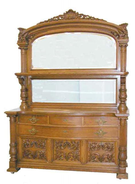 26.5759 19th C. American Quartersawn Oak Sideboard